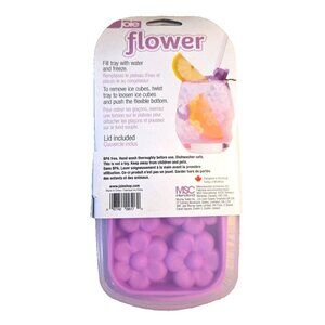 Flower- Shaped Ice Cube Tray w/ Lid Purple Sealed Spill-proof Joie NEW